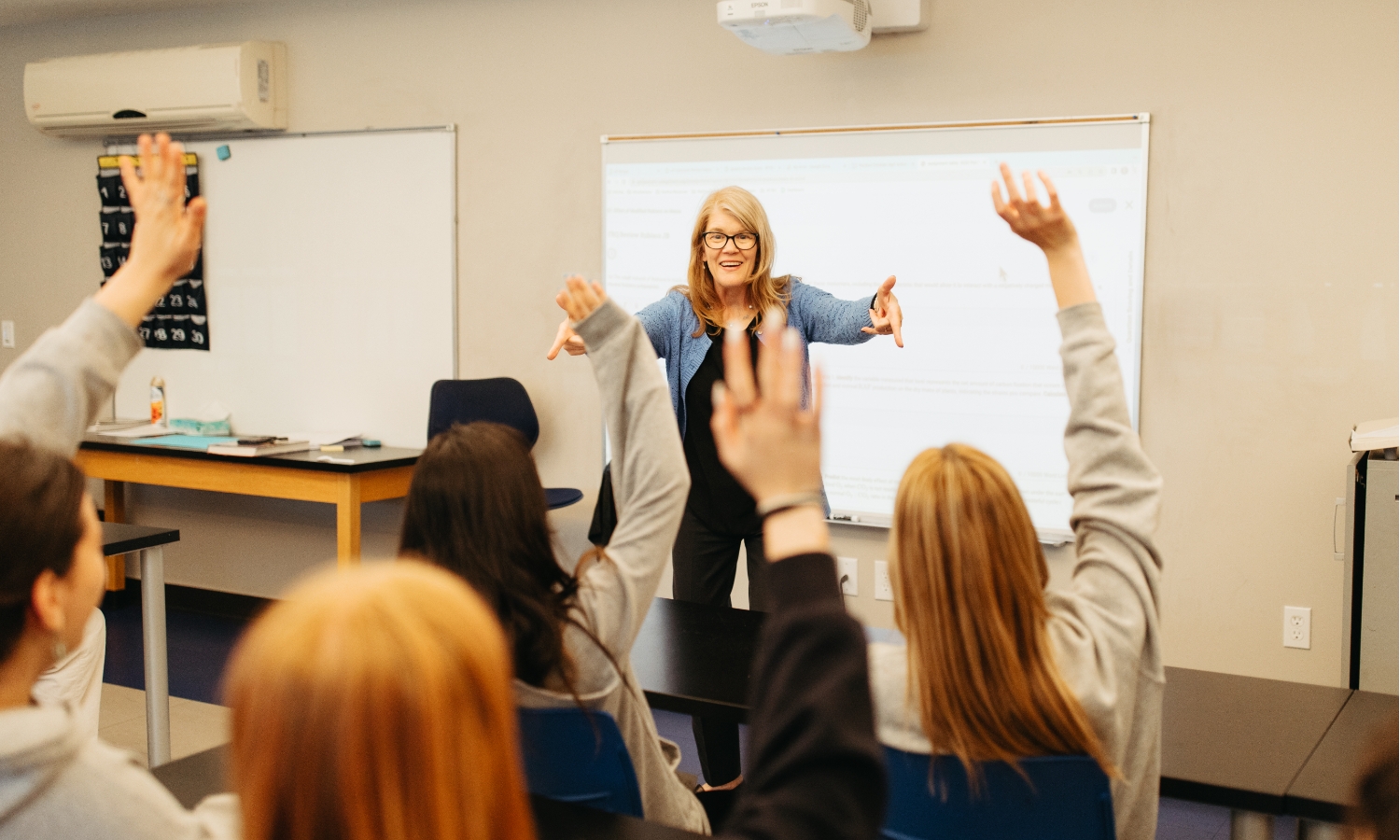biology teacher and class